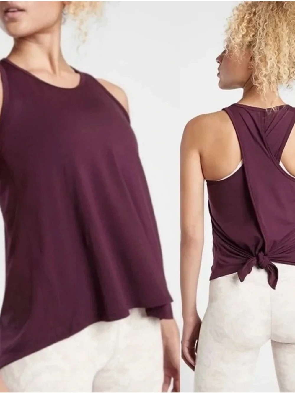 Athleta Essence Tie Back Tank Top Burgundy
